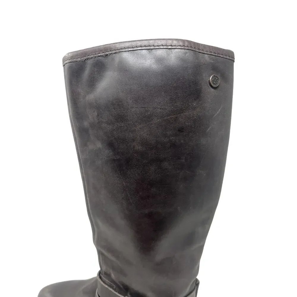 BUSSOLA Prague Ebony Leather Moto Riding Boots Knee High EU 40 / 9 - 9.5